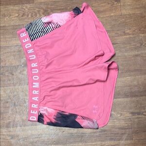 Under Armour Pink Athletic Shorts with White Stripe